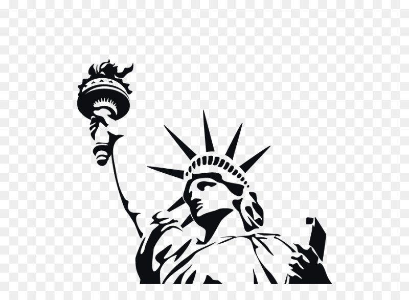 Силуэт статуи свободы на белом фоне