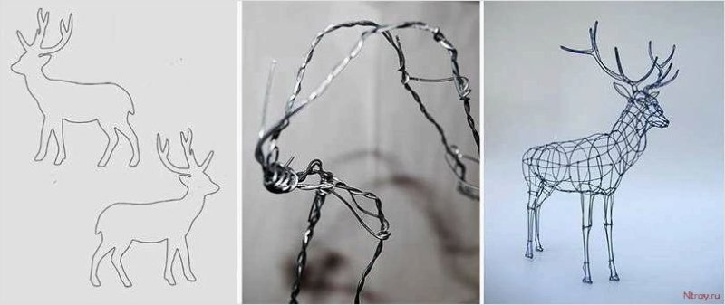 Олень из проволоки чертеж