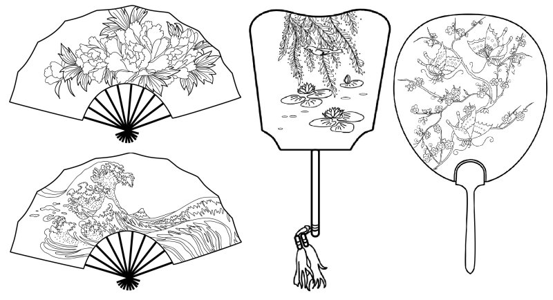 Японский веер раскраска