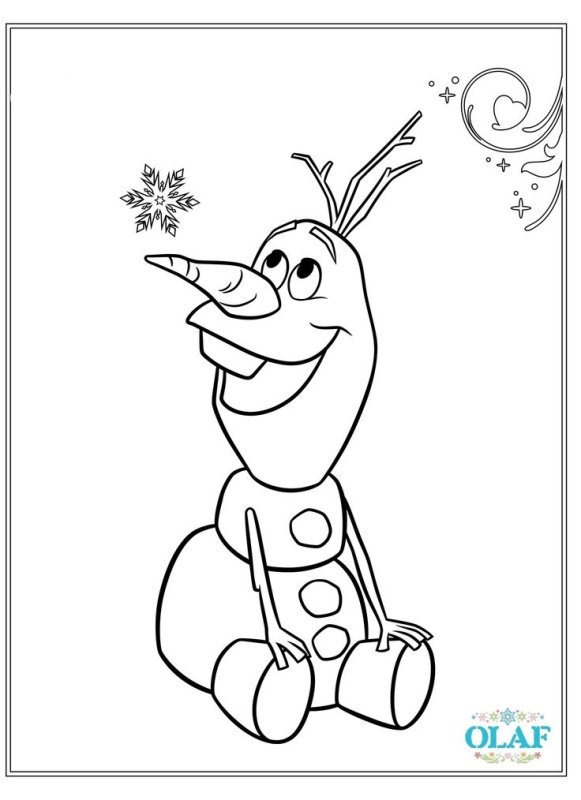 Олаф раскраска для детей