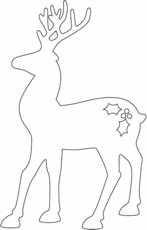 Новогодний олень трафарет