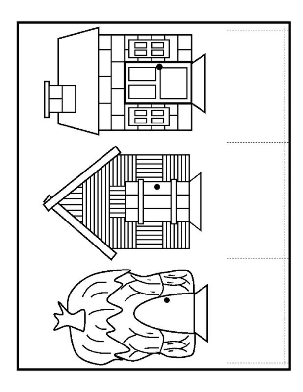 Домики трех поросят для распечатки