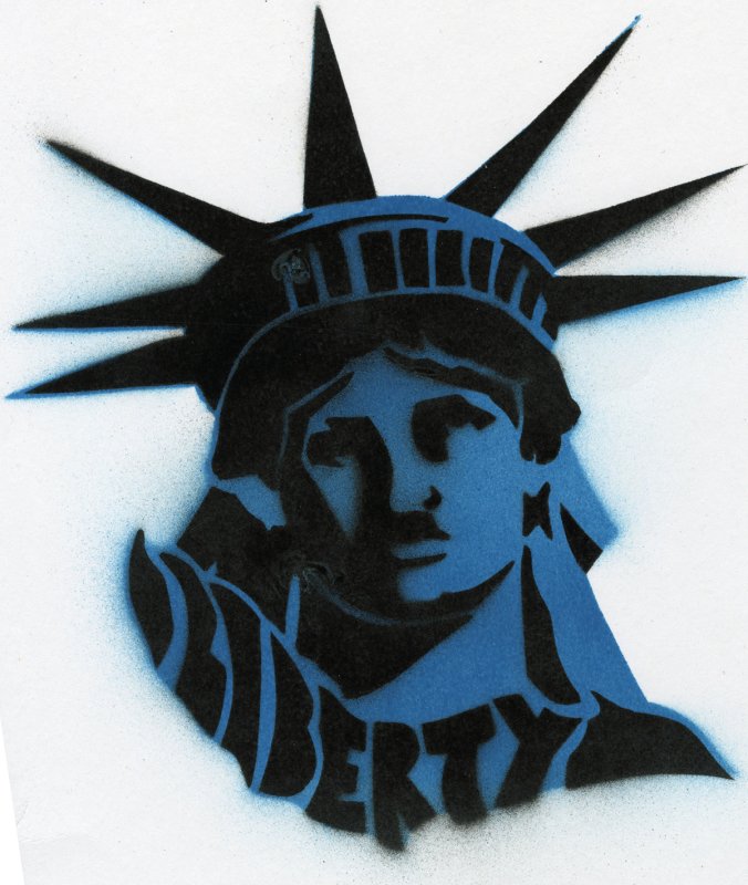 Граффити трафарет статуя свободы