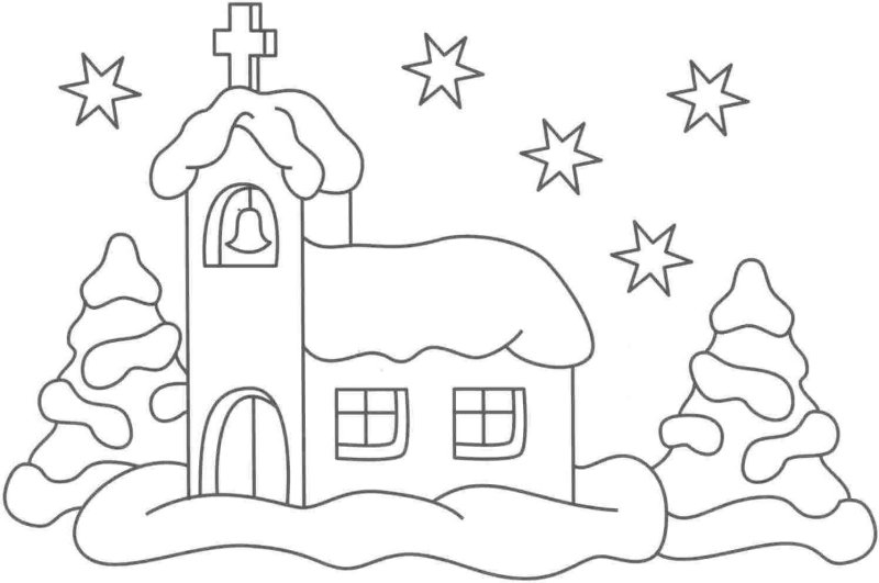 Новогодний домик раскраска для детей