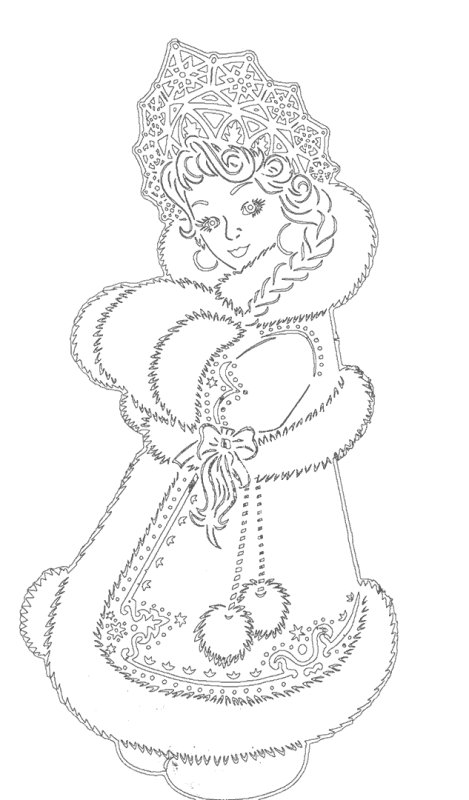 Новогодние вырезки на окна Снегурочка