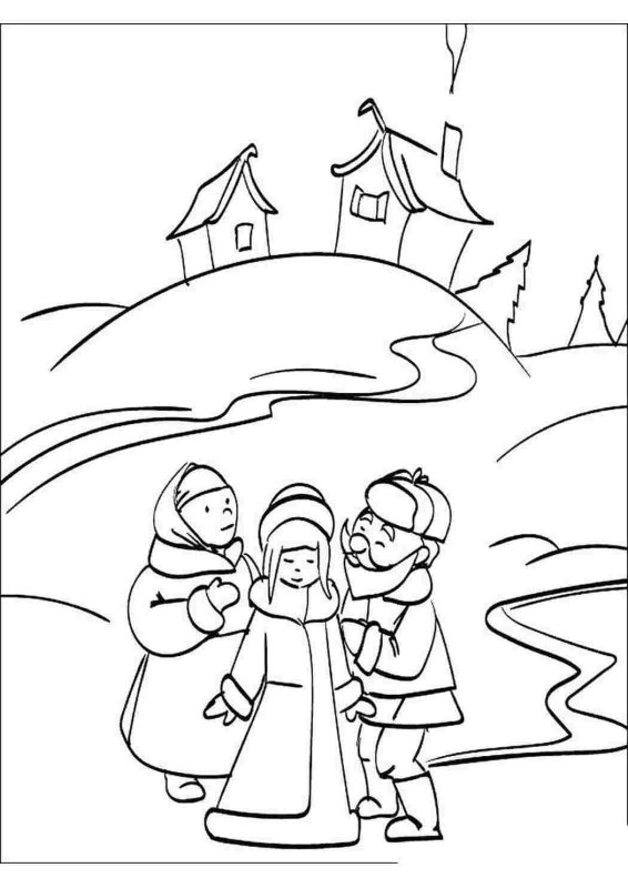 Сказка Снегурочка раскраска