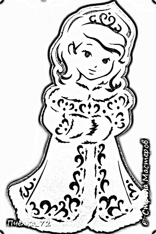 Вырезка Снегурочки на окно