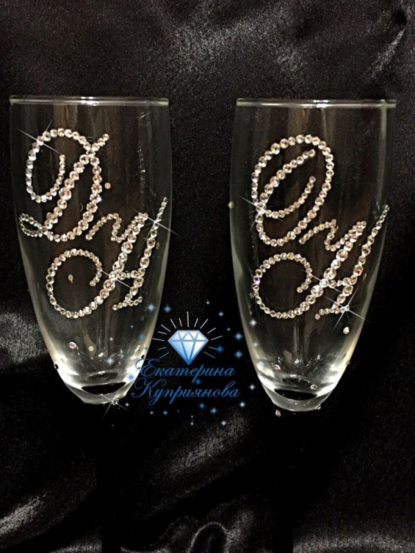 Надписи стразы бокалы