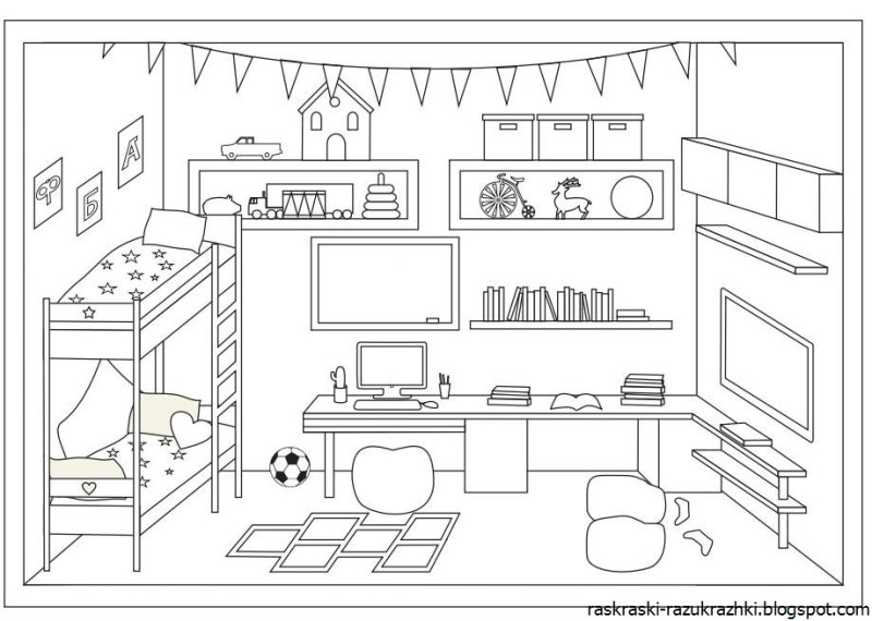 Детская комната раскраска