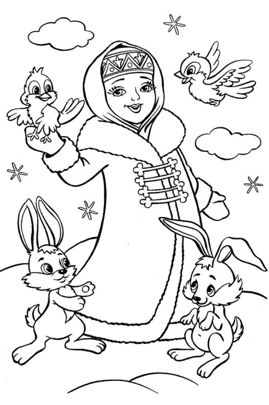 Сказка Снегурочка раскраска