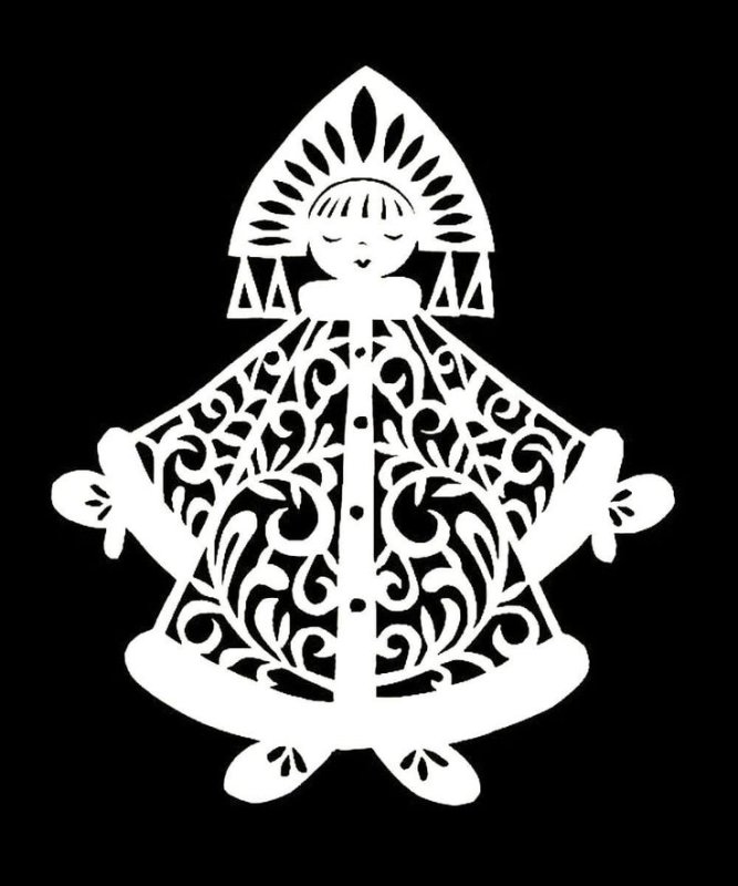 Новогодние трафареты на окна Снегурочка