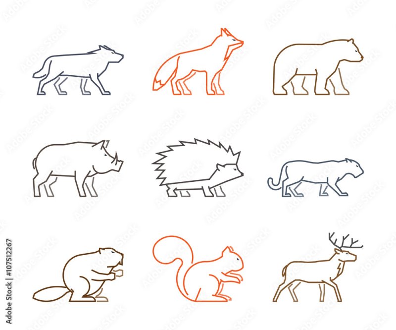 Силуэты животных для детей