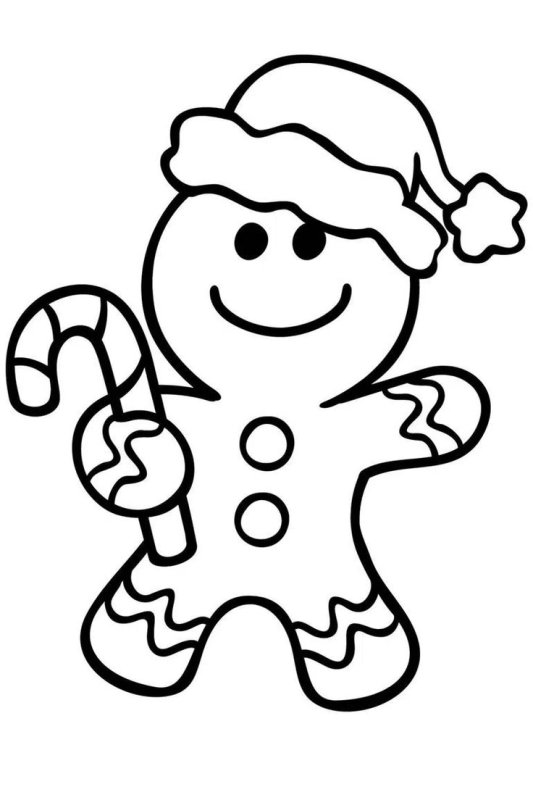 Новогодние раскраски Пряничный человечек
