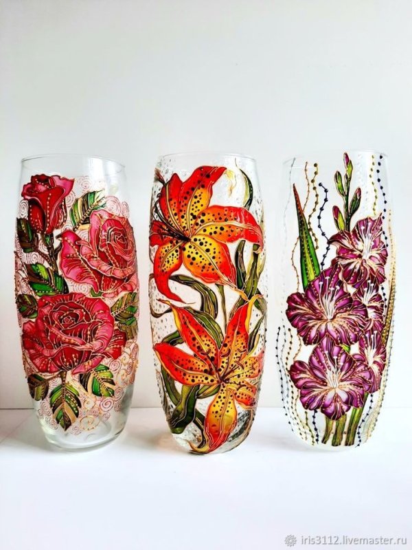 Роспись по стеклу вазы