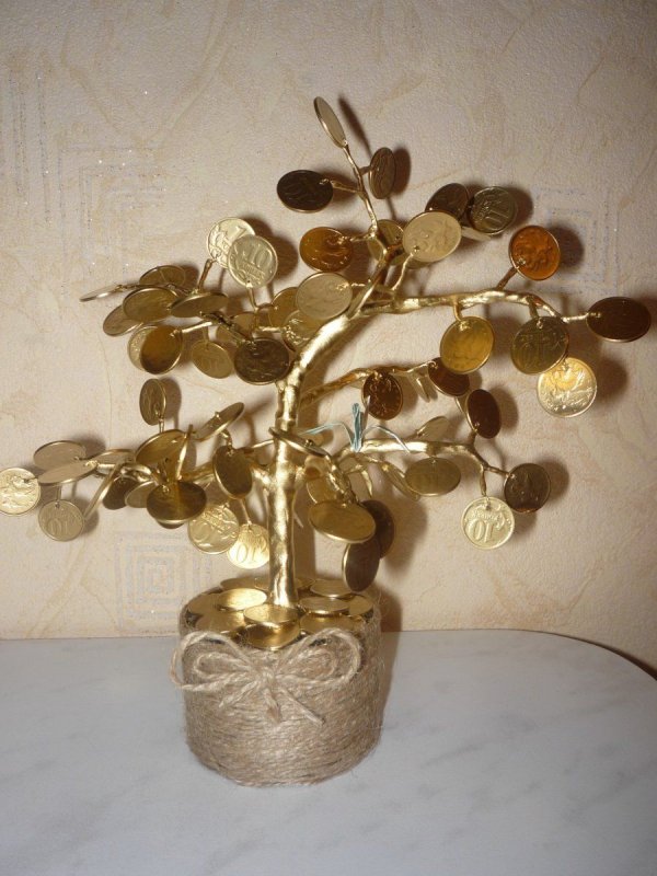 Дерево из монеток своими руками