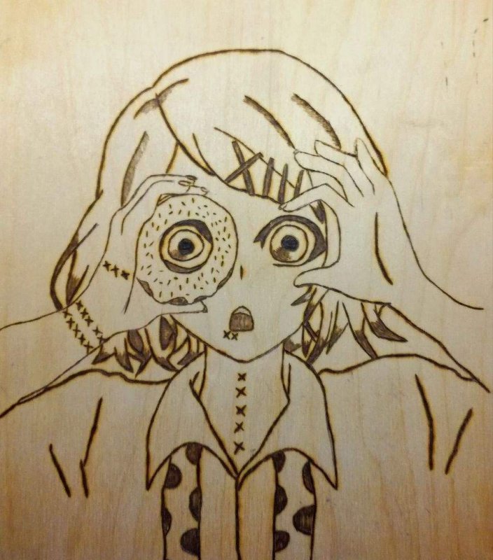 Выжигание по дереву в стиле аниме