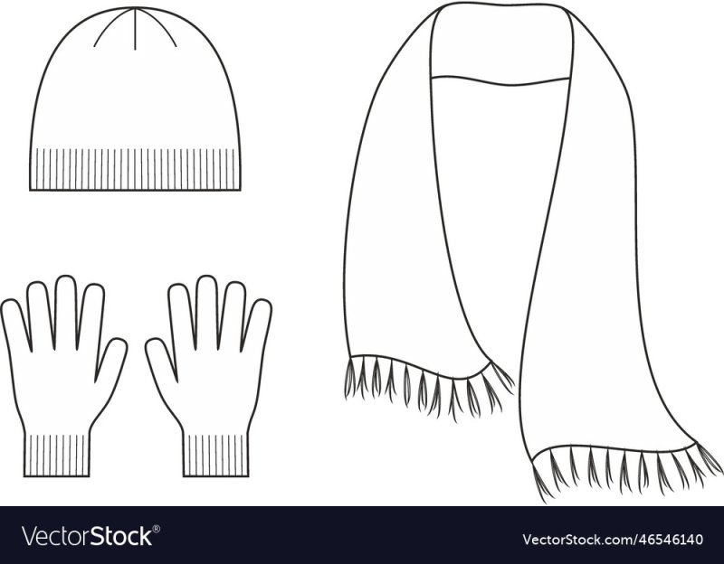 Раскраска шапочка и шарфик для детей