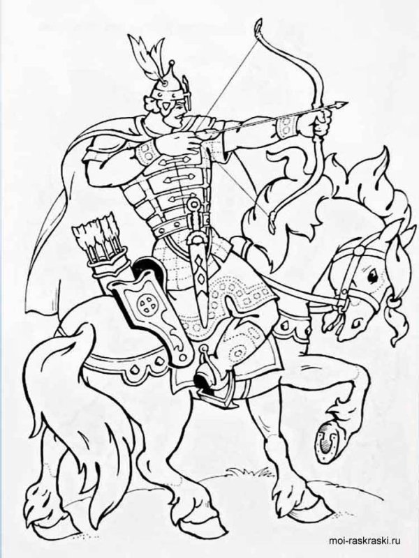 Раскраска богатырь Добрыня Никитич
