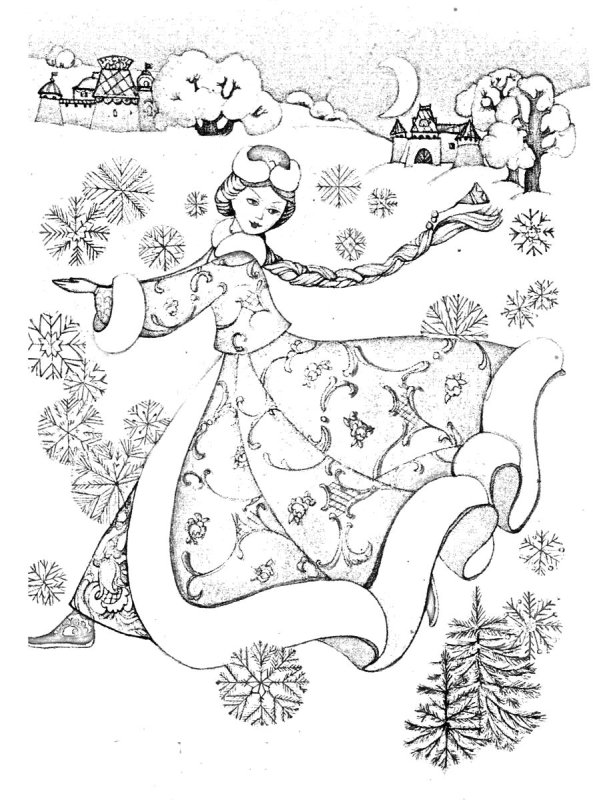 Снегурка раскраска