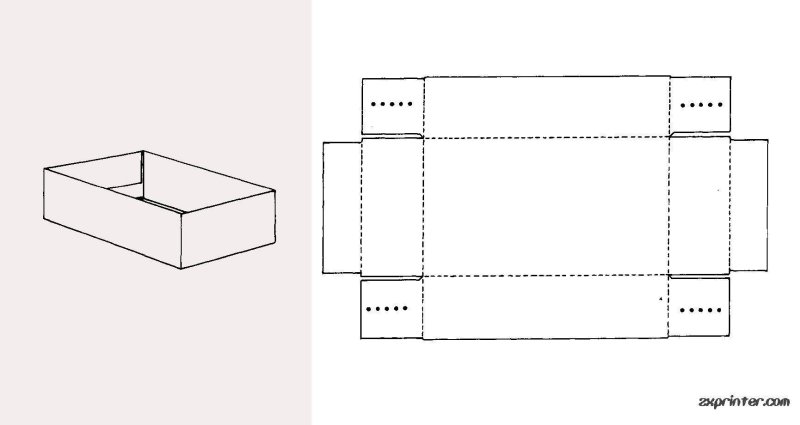 Развертка картонной коробки с крышкой
