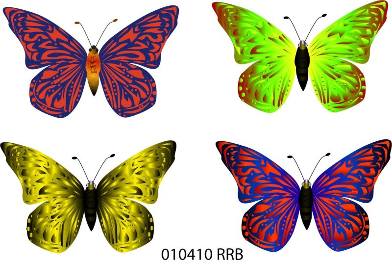 Бабочки трафарет для вырезания цветные