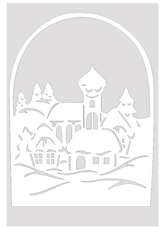 Трафареты на окна домики