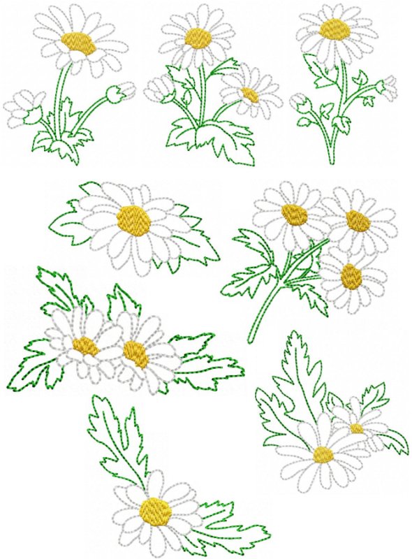 Вышивка ромашки