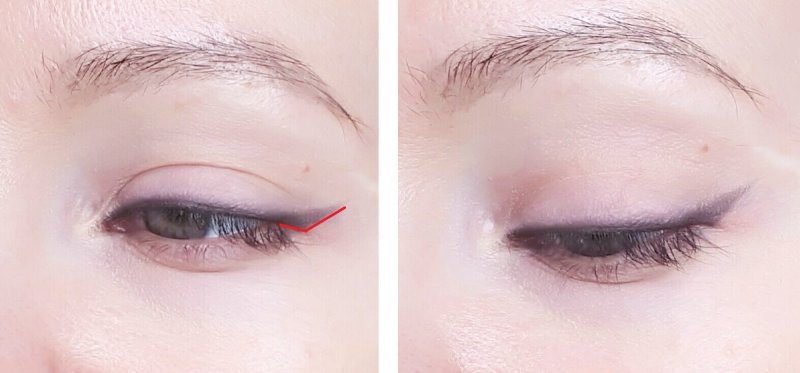 Стрелки на уголках глаз на нависшее веко