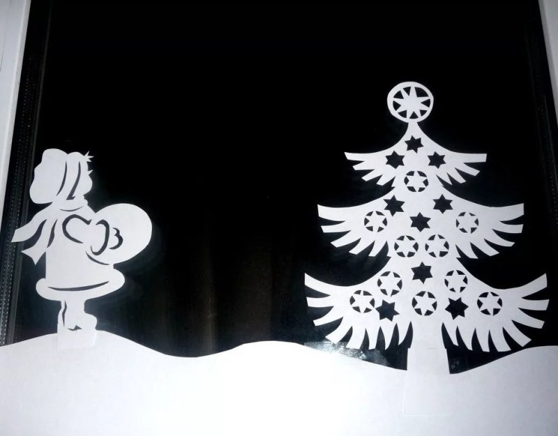 Украшение окон на новый год из бумаги