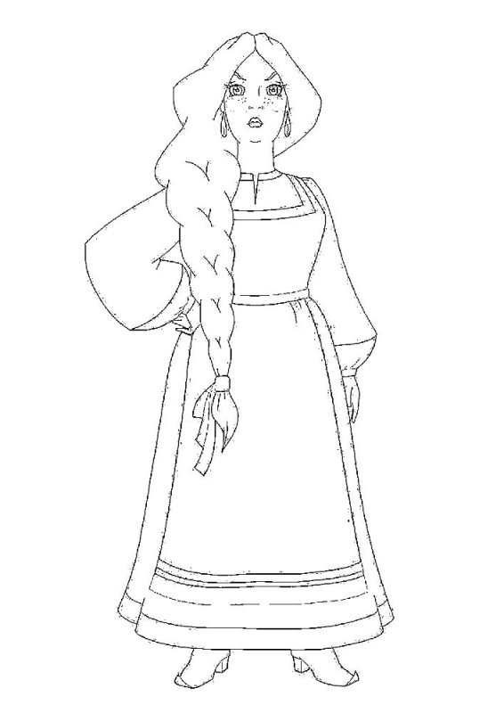 Раскраска три богатыря жены