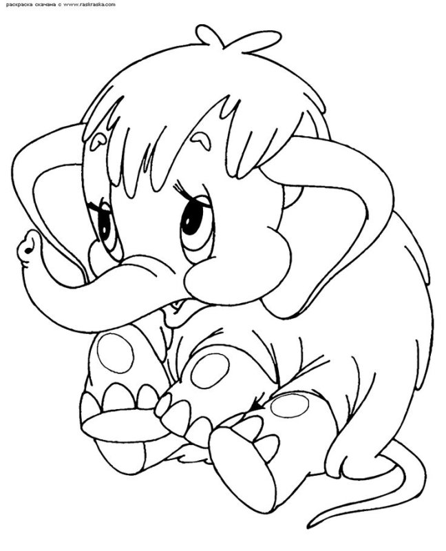 Раскраска мультфильм мама для мамонтенка