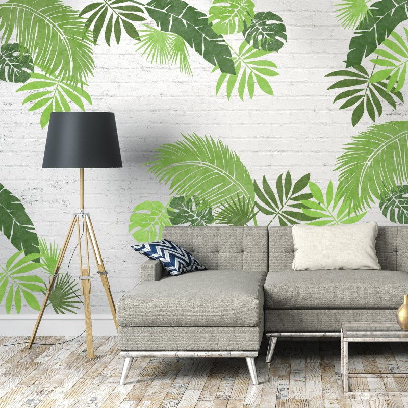 Трафареты для декора стен листья