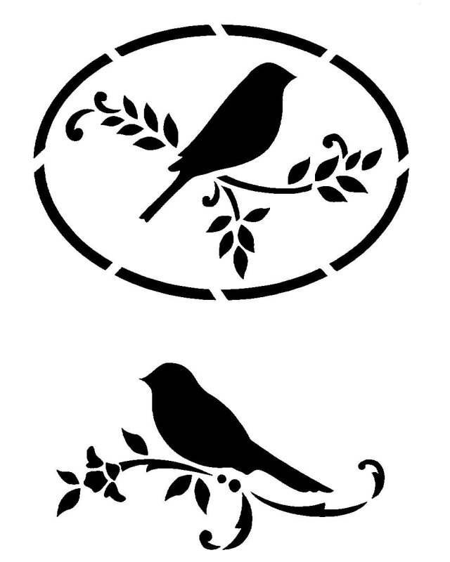 Трафарет "птицы на ветках"