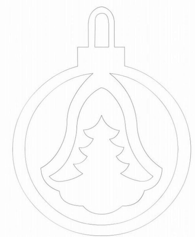 Трафарет новогодних шаров для вырезания на новый год