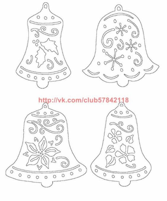 Колокольчики новогодние трафареты
