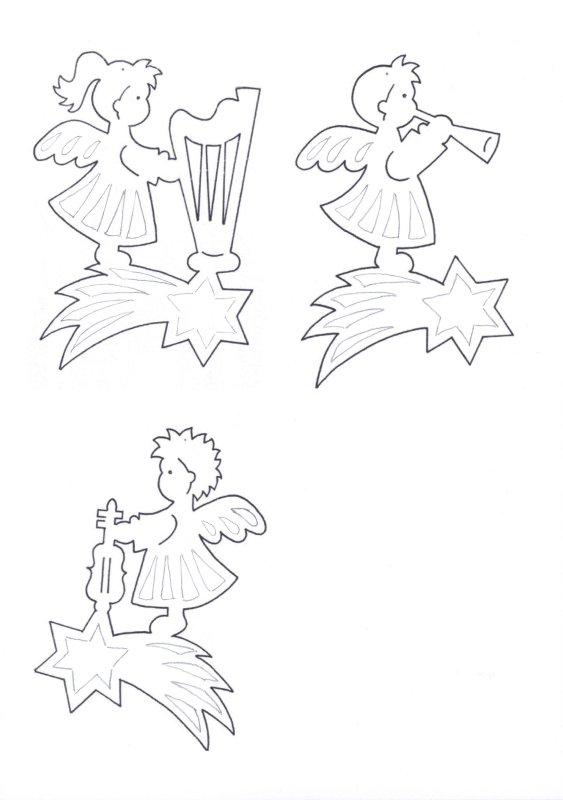 Ангелочек трафарет на окно для вырезания