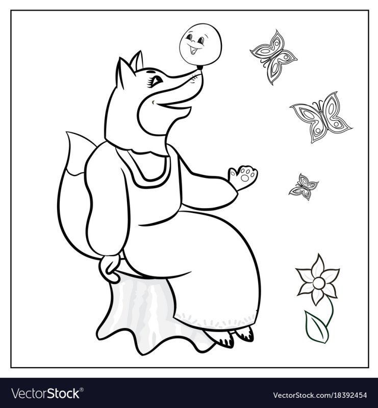 Раскраска Лисичка из сказки Колобок