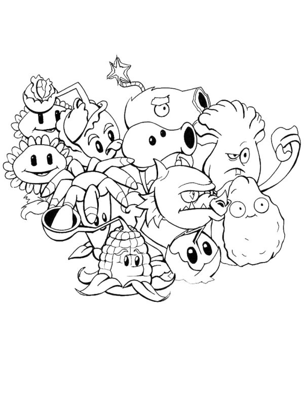 Раскраски зомби из игры растения против зомби 2