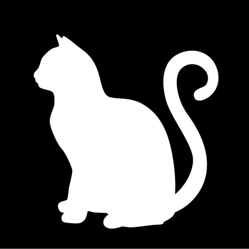 Силуэт кота белый