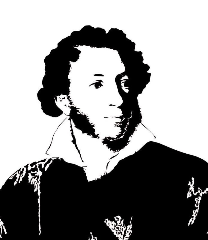 Портрет Пушкина черно белый