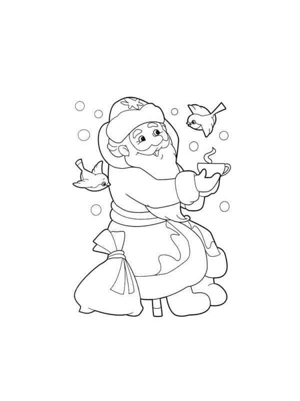 Дед Мороз раскраска для детей