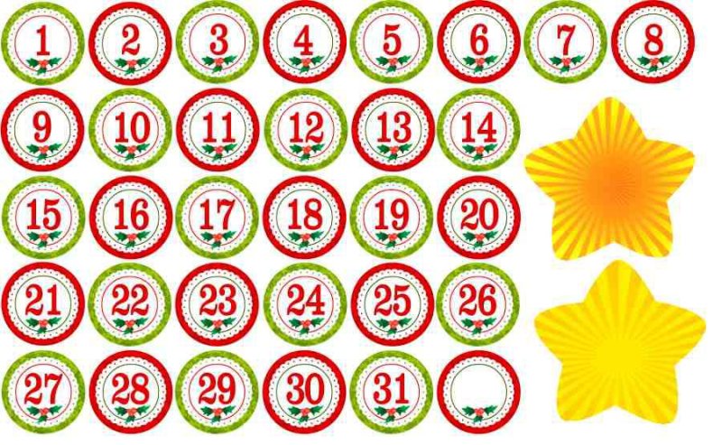 Цифры в кружочках для адвент календаря