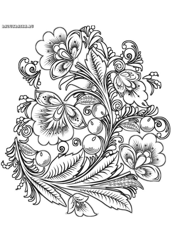 Раскраска Хохлома узоры