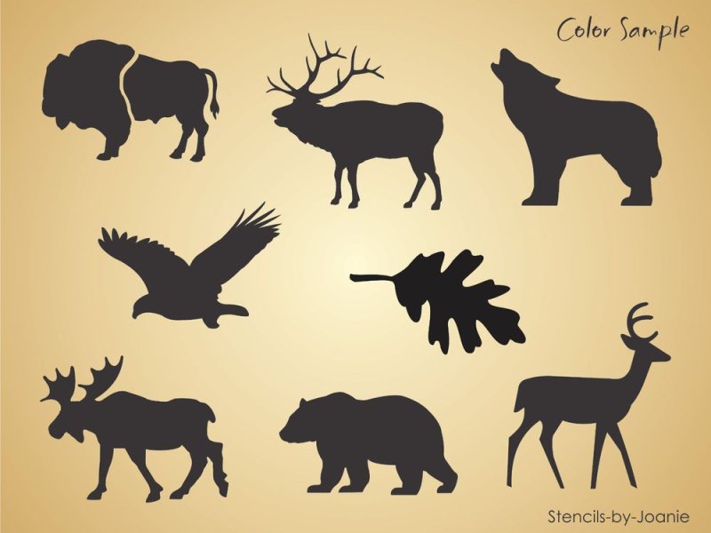 Силуэты животных и птиц