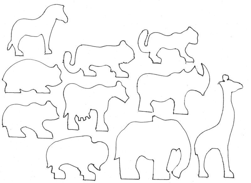 Трафарет фигурки животных