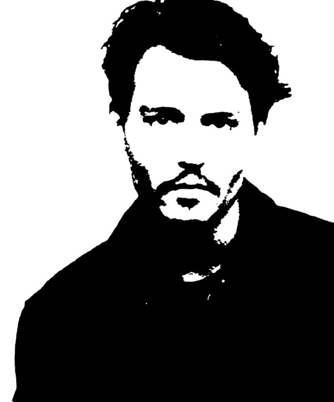 Джонни Депп портрет чб