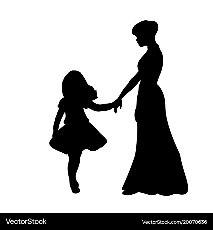 Трафарет очертаний мамы и дочери