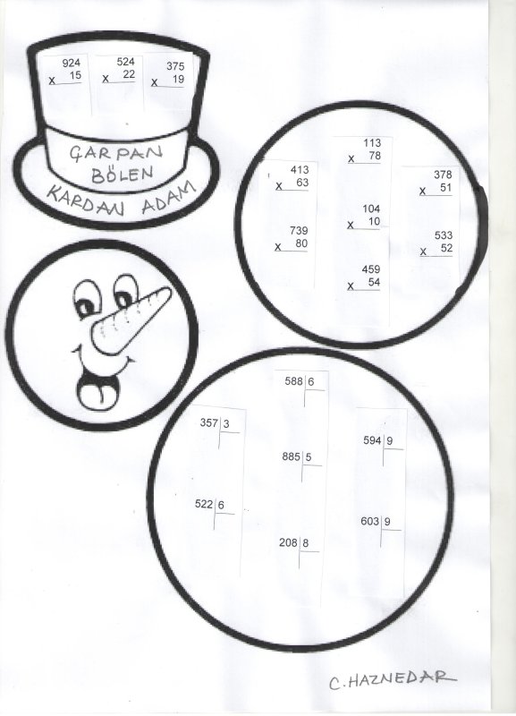 Снеговик трафарет для вырезания по частям