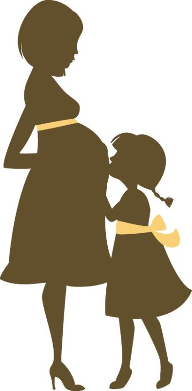 Силуэт мамы с ребенком