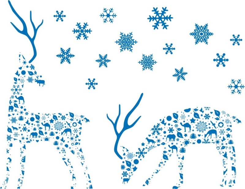 Олень из снежинок на стену